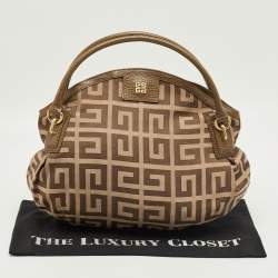 Pre Owned Givenchy Brown Jacquard Canvas and Leather Hobo