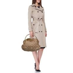 Pre Owned Givenchy Brown Jacquard Canvas and Leather Hobo