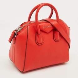 Pre Owned Givenchy Red Leather Mini Antigona Satchel