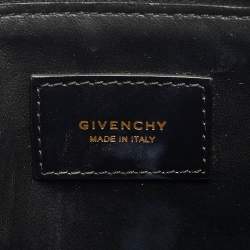 Pre Owned Givenchy Black Leather Logo Print Zipped Pouch