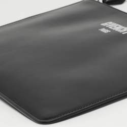 Pre Owned Givenchy Black Leather Logo Print Zipped Pouch