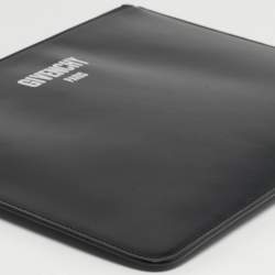 Pre Owned Givenchy Black Leather Logo Print Zipped Pouch