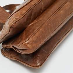 Pre Owned Givenchy Greca Flap Brown Leather Tote