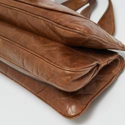 Pre Owned Givenchy Greca Flap Brown Leather Tote