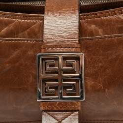 Pre Owned Givenchy Greca Flap Brown Leather Tote