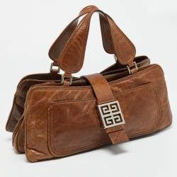 Pre Owned Givenchy Greca Flap Brown Leather Tote