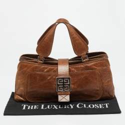 Pre Owned Givenchy Greca Flap Brown Leather Tote