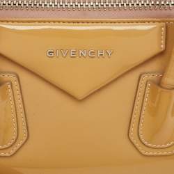 Pre Owned Givenchy Antigona Small Beige Patent Leather Satchel