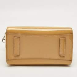 Pre Owned Givenchy Antigona Small Beige Patent Leather Satchel