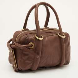 مملوكة مسبقًا Givenchy Small Brown Leather Lucrezia Zip Boston Bag