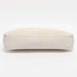 مملوكة مسبقًا Givenchy Logo Embroidered Off White Canvas Wristlet Clutch