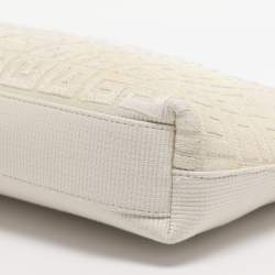 مملوكة مسبقًا Givenchy Logo Embroidered Off White Canvas Wristlet Clutch