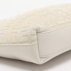 مملوكة مسبقًا Givenchy Logo Embroidered Off White Canvas Wristlet Clutch