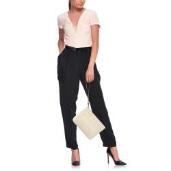 مملوكة مسبقًا Givenchy Logo Embroidered Off White Canvas Wristlet Clutch