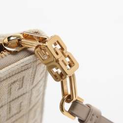مملوكة مسبقًا Givenchy Logo Embroidered Off White Canvas Wristlet Clutch