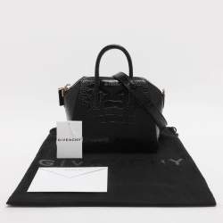 Pre Owned Givenchy Antigona Mini Black Croc Embossed Leather Satchel