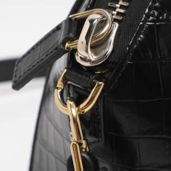 Pre Owned Givenchy Antigona Mini Black Croc Embossed Leather Satchel