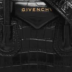 Pre Owned Givenchy Antigona Mini Black Croc Embossed Leather Satchel