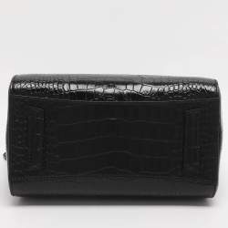 Pre Owned Givenchy Antigona Mini Black Croc Embossed Leather Satchel