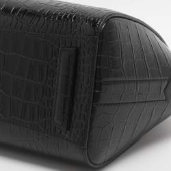Pre Owned Givenchy Antigona Mini Black Croc Embossed Leather Satchel