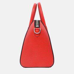 مملوكة مسبقًا Givenchy Red Perforated Leather Small Antigona Top Handle