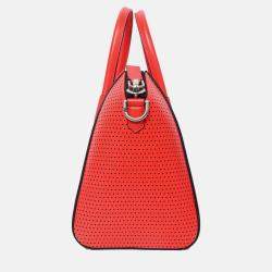 مملوكة مسبقًا Givenchy Red Perforated Leather Small Antigona Top Handle