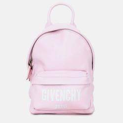 Pre Owned Givenchy 2017 Pink Leather Logo Printed Mini Backpack