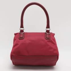 Pre Owned Givenchy Pandora Medium Burgundy Nylon Box Shoulder Bag