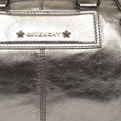 مملوكة مسبقًا Givenchy Metallic Dark Grey Leather Zip Duffle Bag
