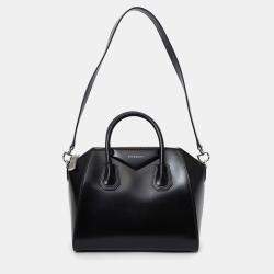 Pre Owned Givenchy Black Leather Small Antigona Top Handle With Strap