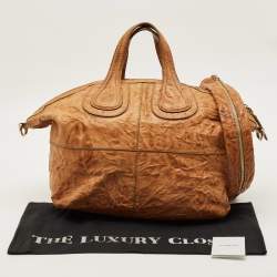 Pre Owned Givenchy Nightingale Medium Brown Textured Leather Bag
