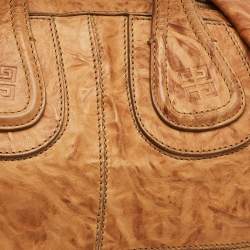 Pre Owned Givenchy Nightingale Medium Brown Textured Leather Bag