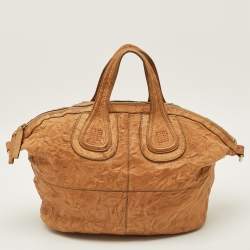 Pre Owned Givenchy Nightingale Medium Brown Textured Leather Bag