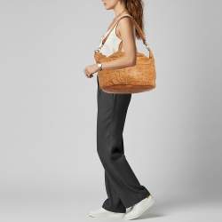 Pre Owned Givenchy Nightingale Medium Brown Textured Leather Bag