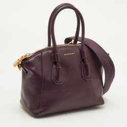 Pre Owned Givenchy Antigona Mini Dark Burgundy Leather Satchel