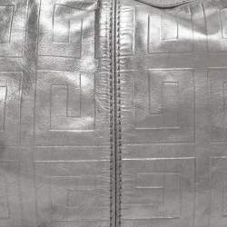 Pre Owned Givenchy Monogram Embossed Silver Leather Hobo
