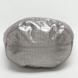 Pre Owned Givenchy Monogram Embossed Silver Leather Hobo