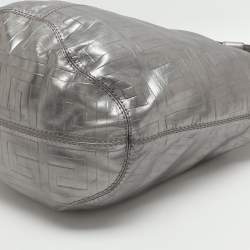 Pre Owned Givenchy Monogram Embossed Silver Leather Hobo