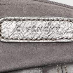 Pre Owned Givenchy Monogram Embossed Silver Leather Hobo