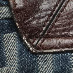 Pre Owned Givenchy Blue Monogram Denim and Leather Shoulder Bag