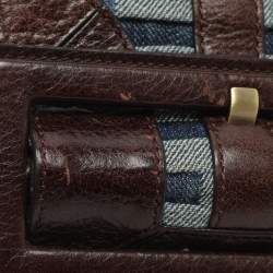 Pre Owned Givenchy Blue Monogram Denim and Leather Shoulder Bag