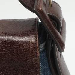 Pre Owned Givenchy Blue Monogram Denim and Leather Shoulder Bag