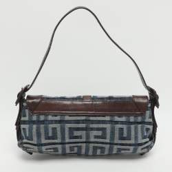 Pre Owned Givenchy Blue Monogram Denim and Leather Shoulder Bag