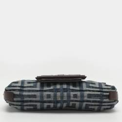 Pre Owned Givenchy Blue Monogram Denim and Leather Shoulder Bag