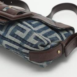 Pre Owned Givenchy Blue Monogram Denim and Leather Shoulder Bag