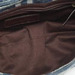 Pre Owned Givenchy Blue Monogram Denim and Leather Shoulder Bag