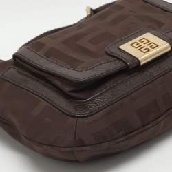 مملوكة مسبقًا حقيبة جيفنشي كانفاس بني مونوجرامي وجلد