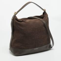 Pre Owned Givenchy Brown Jacquard Fabric and Leather Hobo