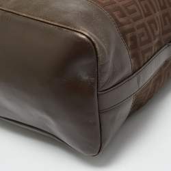 Pre Owned Givenchy Brown Jacquard Fabric and Leather Hobo
