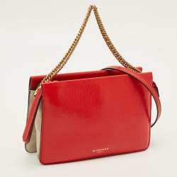 Pre Owned Givenchy Cross 3 Red Leather and Suede Shoulder Bag